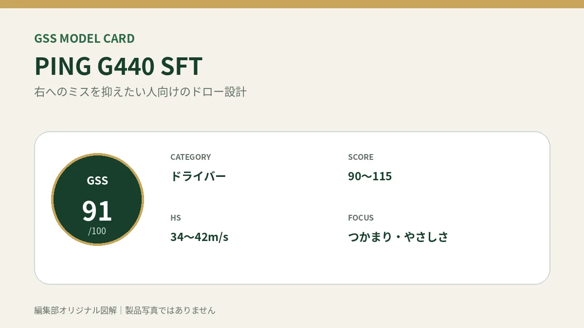 PING G440 SFTのGSS評価概要図。対象スコア・ヘッドスピード・重視ポイントを整理。